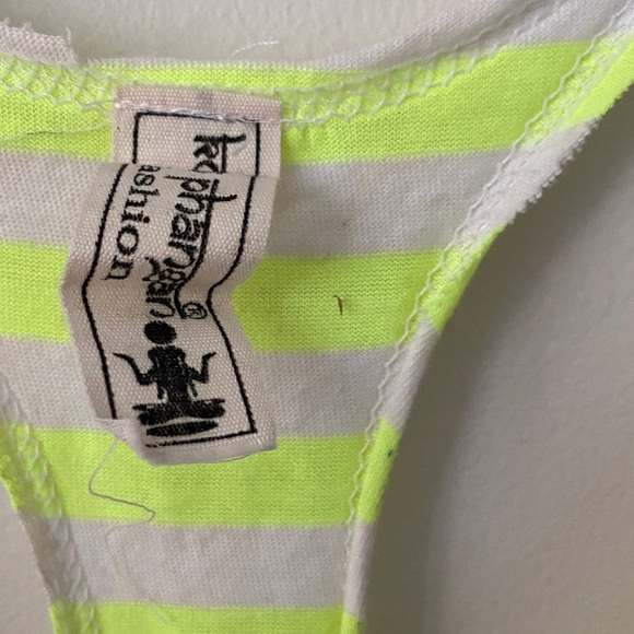 Neon Green Striped Fringe Tank Top - Picture 2 of 2